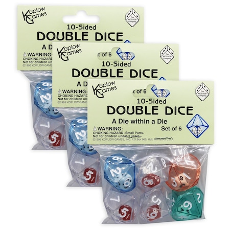 Koplow Games 10-Sided Double Dice Set, PK3 12618